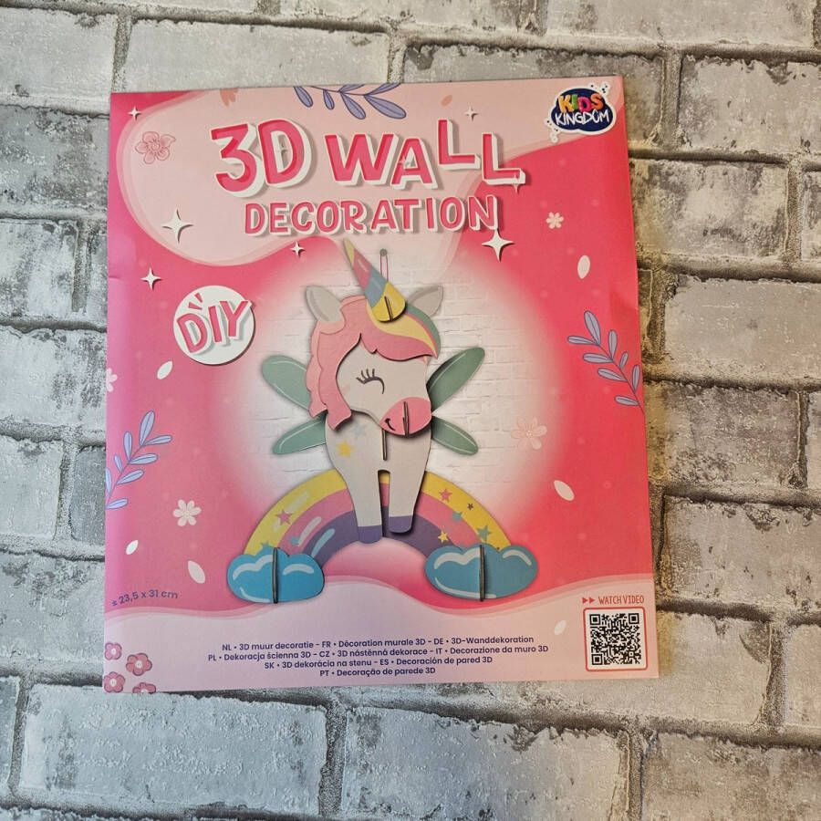 3d wall decoration eenhoorn DIY knutsel setje hobby set decoratie hanger