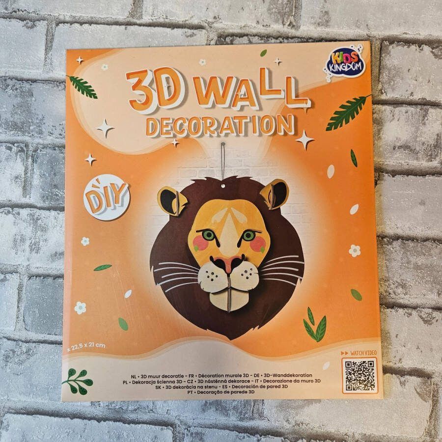 3d wall decoration Leeuw DIY knutsel setje hobby set decoratie hanger