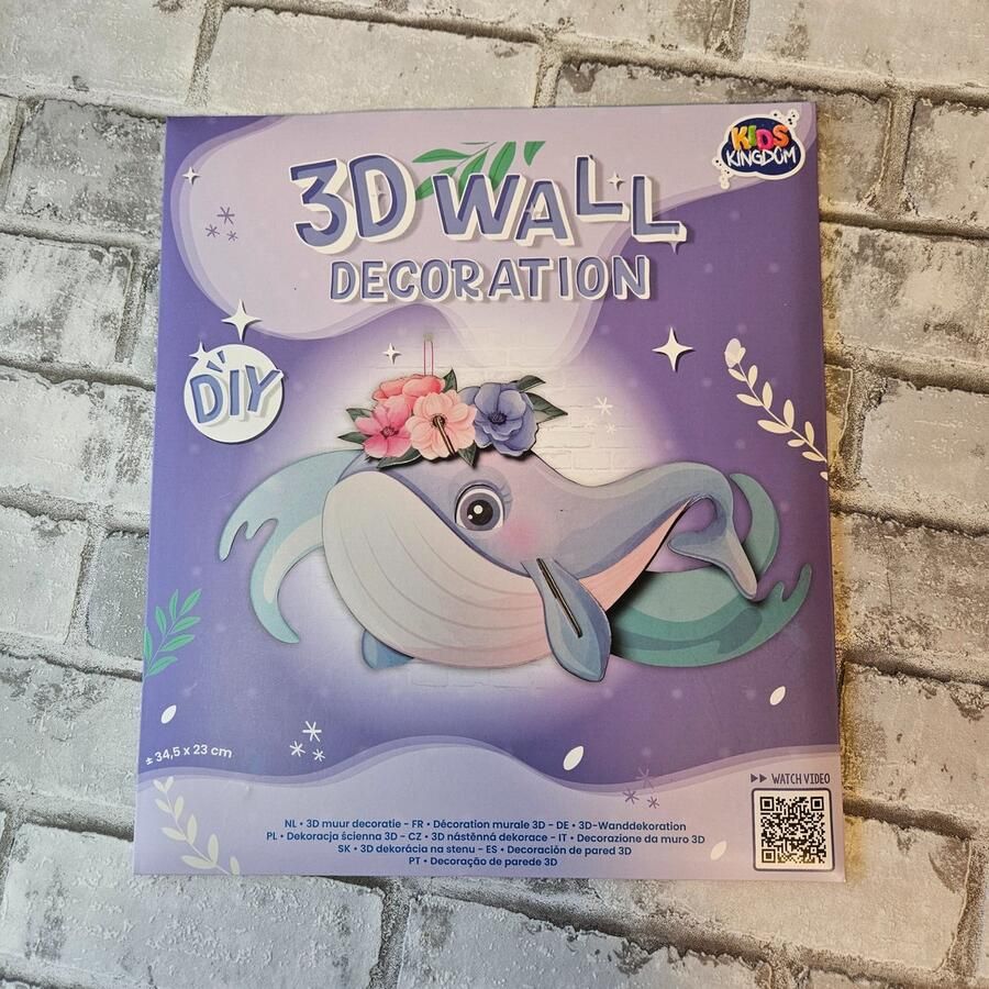 3d wall decoration walvis DIY knutsel setje hobby set decoratie hanger
