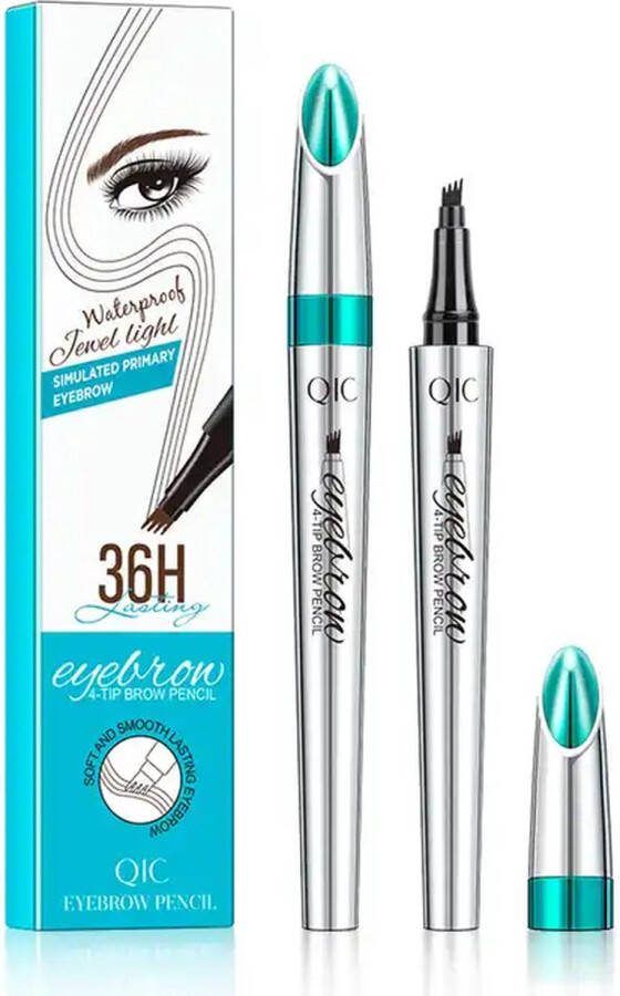 3D Waterproof Natuurlijk Wenkbrauw Zwart Potlood Wenkbrauw Microblading Pen Wenkbrauwpotlood 4 tips wenkbrauwpotlood Eyebrow Pencil Bedekken schaarse gebieden Waterproof wenkbrauwpotlood -Zwart-Donkerbruin-Lichtbruin-Black-Dark Brown-Light brown
