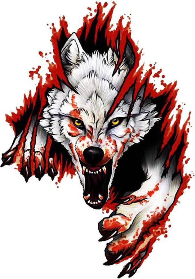 3D Wolf Head Sticker Autosticker DIY Voor auto-motorwanden Rechts -18*25CM