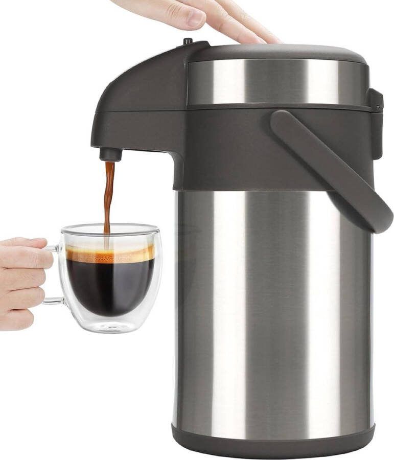 3L geïsoleerde pomp actie airpot roestvrij staal vacuüm thermische drank dispenser BPA vrije koffie karaf met 3 liter capaciteit