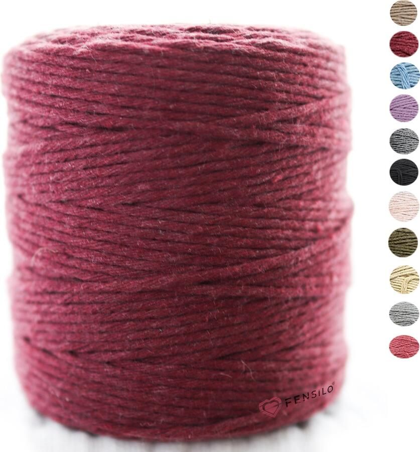 3mm x 200m Bordeauxrood macramé katoenen koord Macrame Touw|kleuren om mee te knutselen|Garen voor Wandkleed en Plantenhanger Zelf Maken|Dromenvanger||engel van macramé