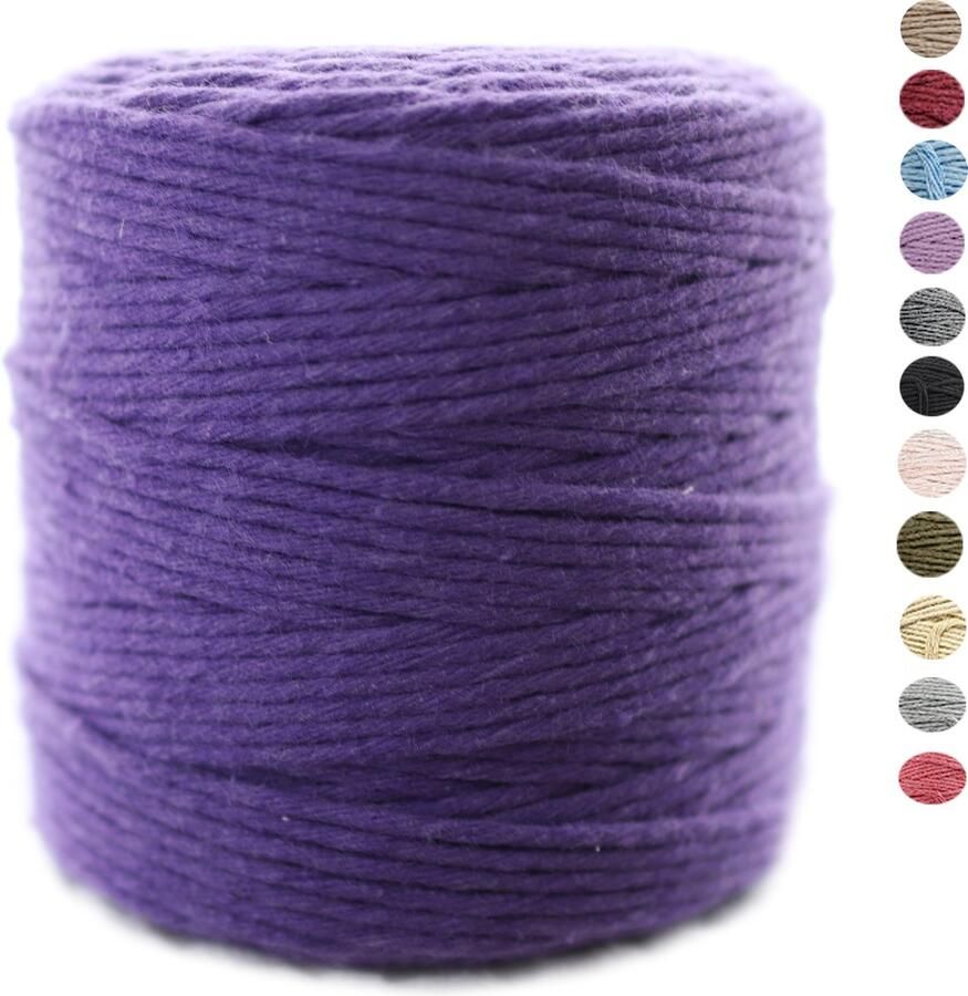 3mm x 200m Lavendel macramé katoenen koord Macrame Touw|kleuren om mee te knutselen|Garen voor Wandkleed en Plantenhanger Zelf Maken|Dromenvanger||engel van macramé