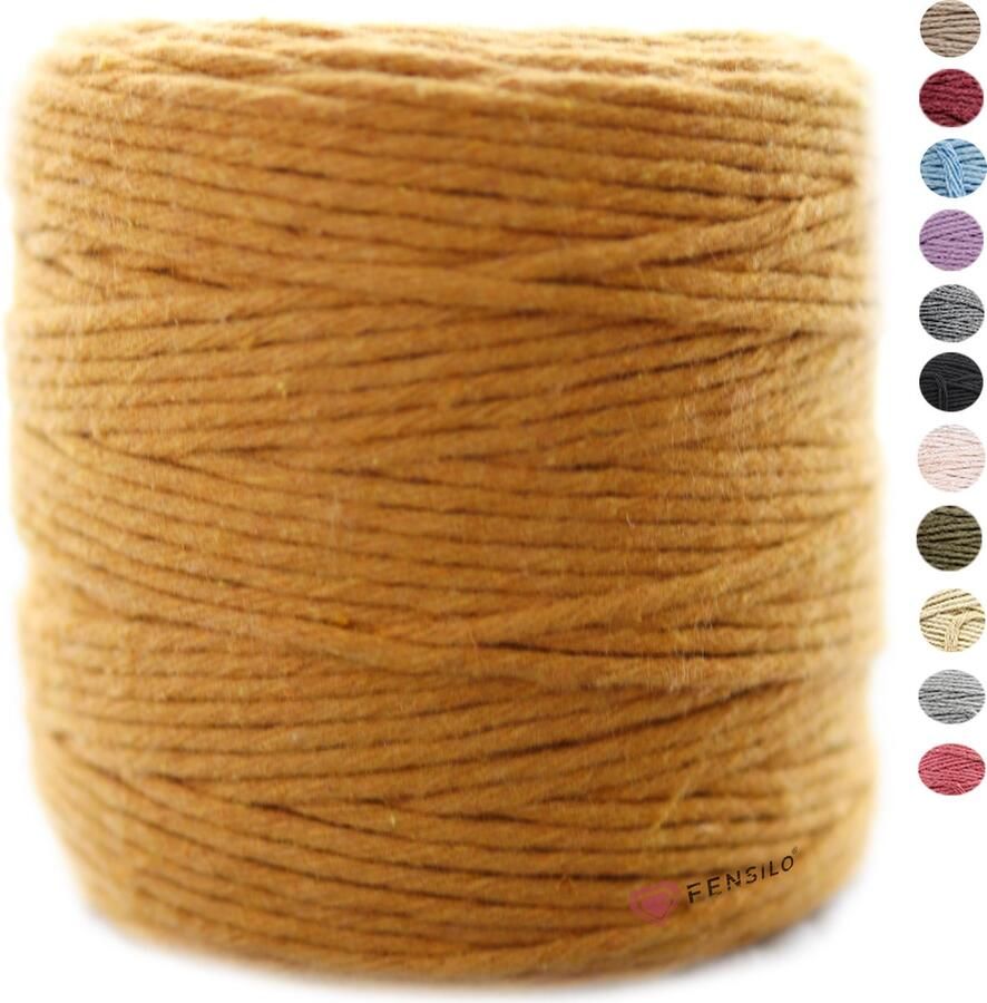 3mm x 200m MOSTERD macramé katoenen koord Macrame Touw|kleuren om mee te knutselen|Garen voor Wandkleed en Plantenhanger Zelf Maken|Dromenvanger||engel van macramé