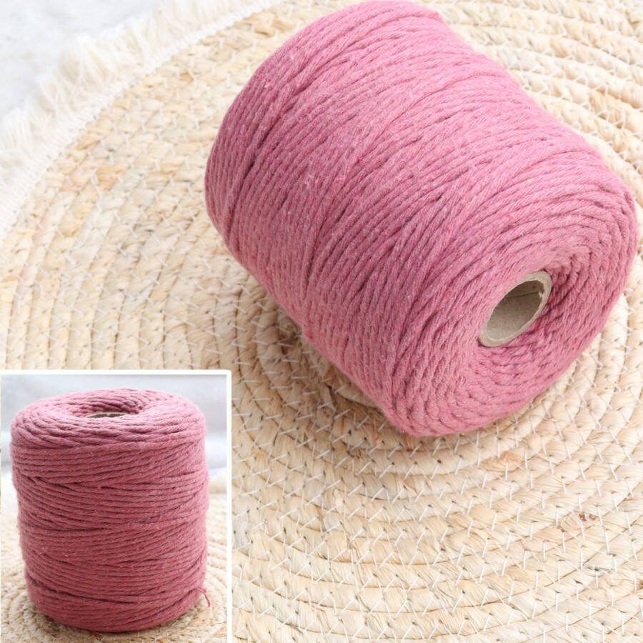 3mm x 200m Rosa Dusty Pink macramé katoenen koord Macrame Touw|kleuren om mee te knutselen|Garen voor Wandkleed en Plantenhanger Zelf Maken|Dromenvanger||engel van macramé