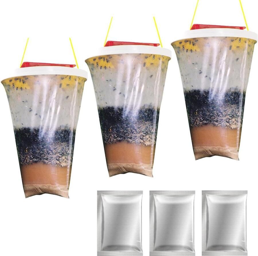 3pcs Live Trap Attractant Holder-Ranch Fly Trap-Outdoor Insect Trap-Flycatcher Cage-Mosquitoes Flies Bees