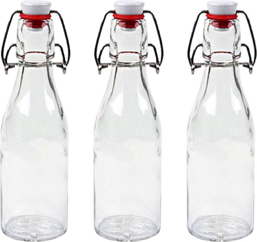 RANO 3x beugelfles 200ml Luchtdicht Transparant weckfles inmaakfles glazen fles sapflesjes decoratie fles Fles met beugelsluiting beugelflessen glazen flesjes met dop