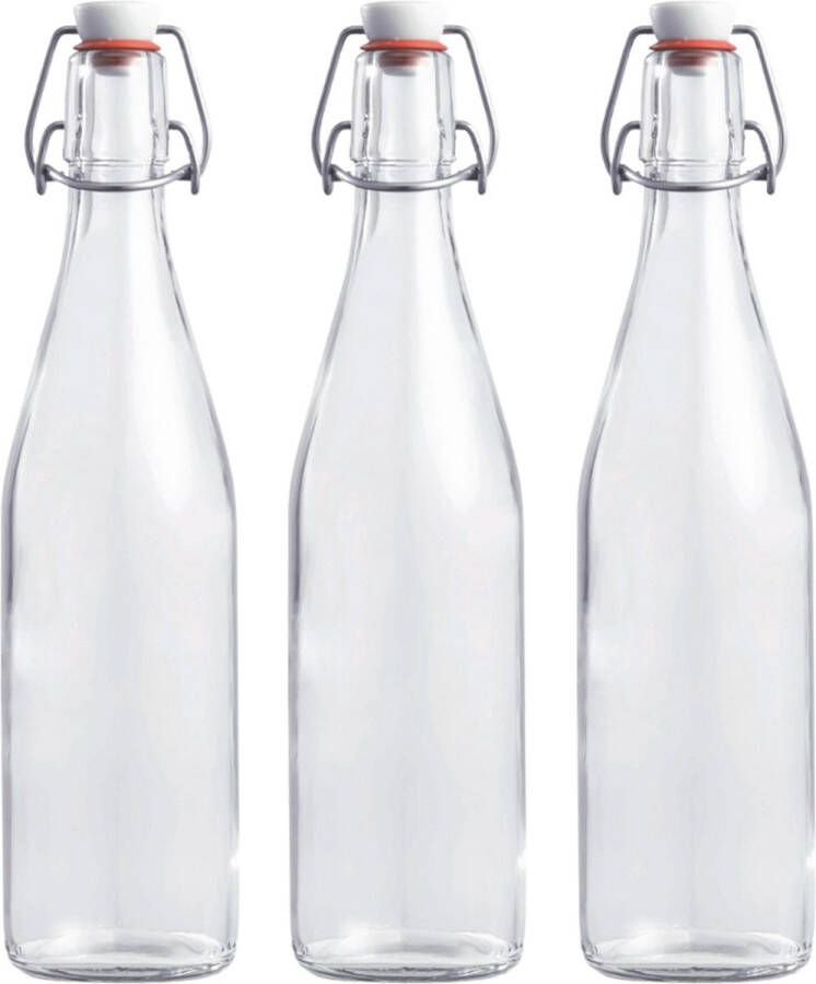 RANO 3x beugelfles 500ml Luchtdicht Transparant weckfles inmaakfles sapfles decoratie fles glazen fles Fles met beugelsluiting beugelflessen glazen flesjes met dop