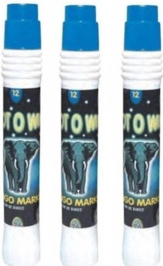 3x Bingo stiften markers blauw