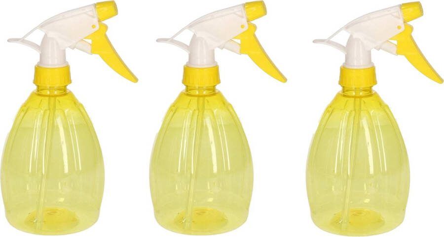 3x Gele plantenspuiten 500 ml Tuinbenodigdheden Waterverstuiver Plantensproeiers plantenspuiten