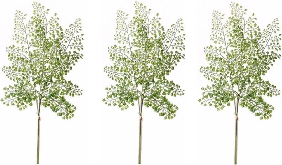 Merkloos 3x Groene kunstplant Adiantum kunst tak van 58 cm Kunstplanten