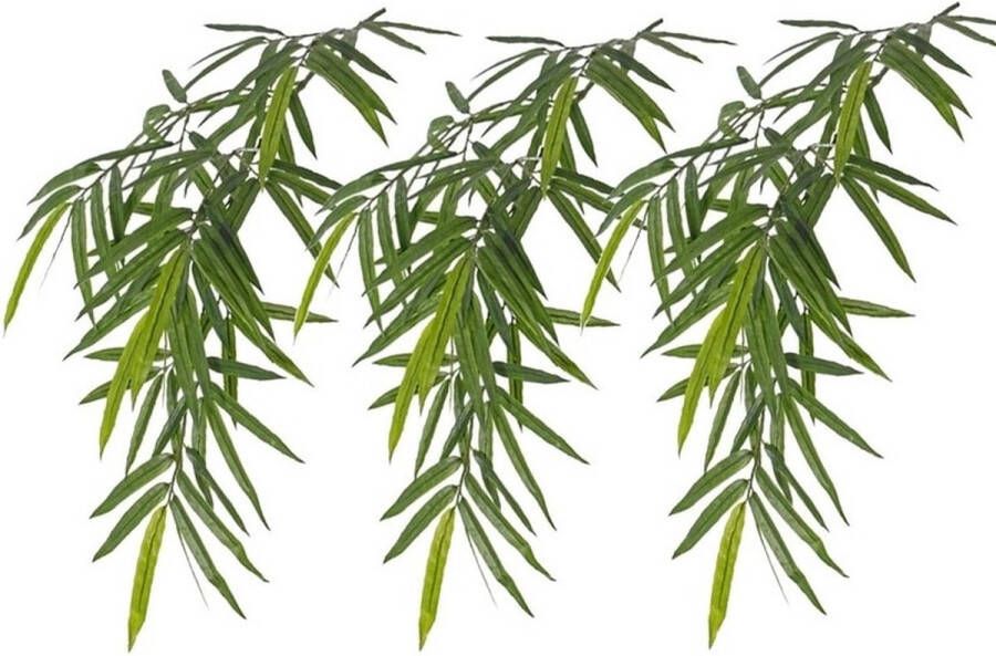 Merkloos Sans marque 3x Kunstplanten groene bamboe hangplant tak 82 cm UV bestendig Bamboetakken Kunsttak voor binnen en buiten
