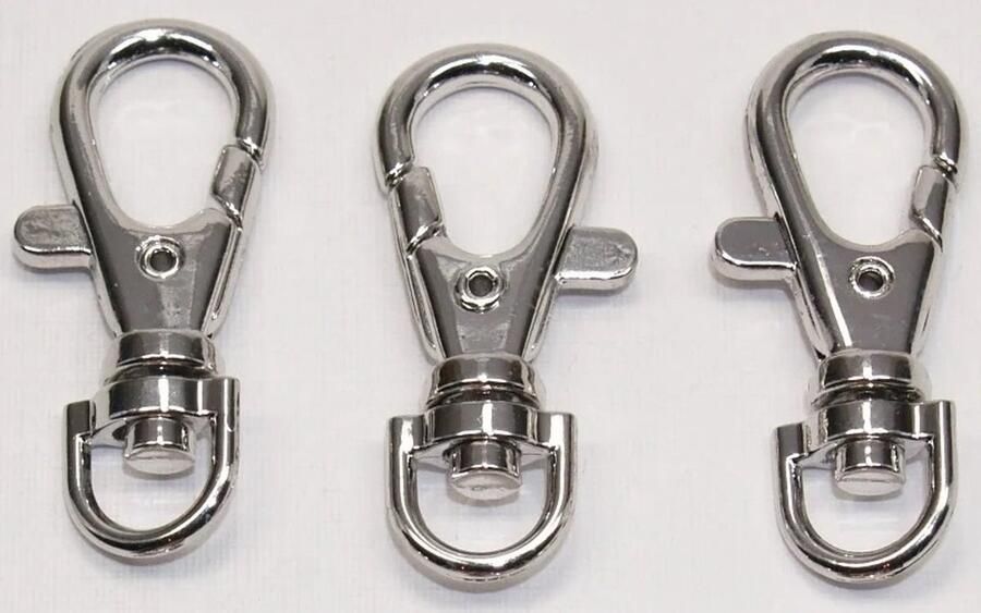 3x musketonhaak zilver 3 musketonhaken 35mm karabijn sluiting voor tassen hondenriem etc