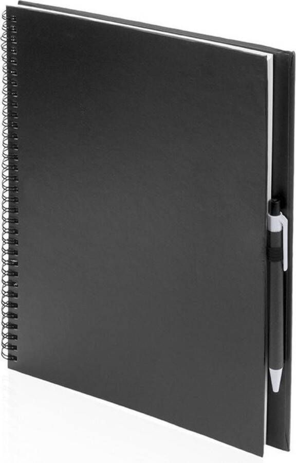 3x Schetsboeken zwarte harde kaft A4 formaat 80x vellen blanco papier Teken boeken