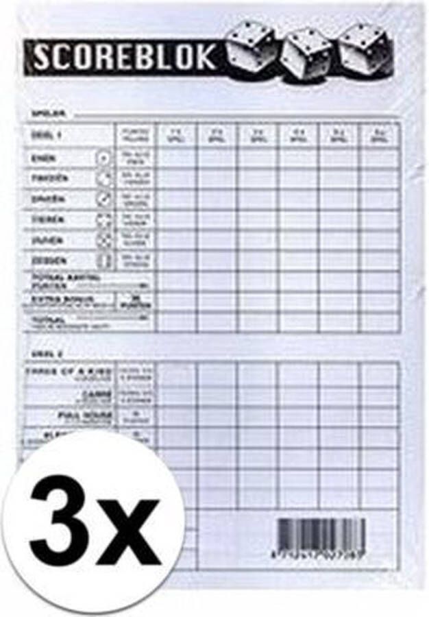 Haza Original 3x Scoreblok Yahtzee Dobbelspellen