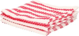 3x Stuks badstoffen vaatdoeken rood wit vaatdoekjes dweiltjes schoonmaakdoekjes 34 cm