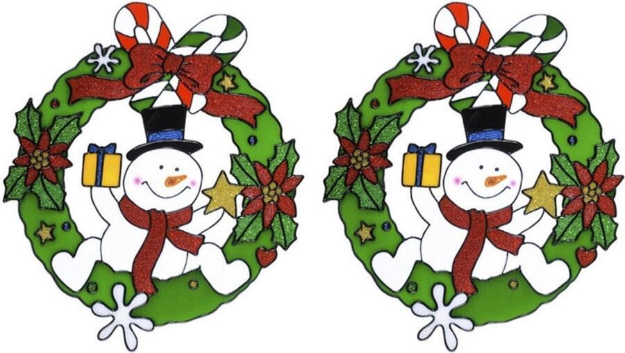 3x stuks kerst raamstickers sneeuwpop plaatjes 30 cm Raamdecoratie kerst Kinder kerststickers