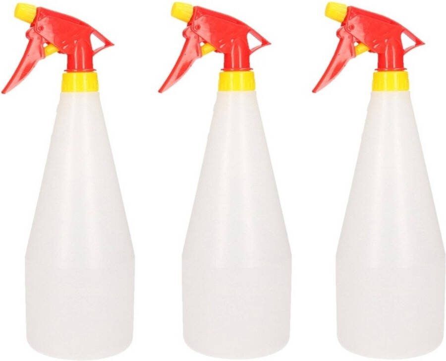 3x stuks rood gele plantenspuiten watersproeiers 1 liter