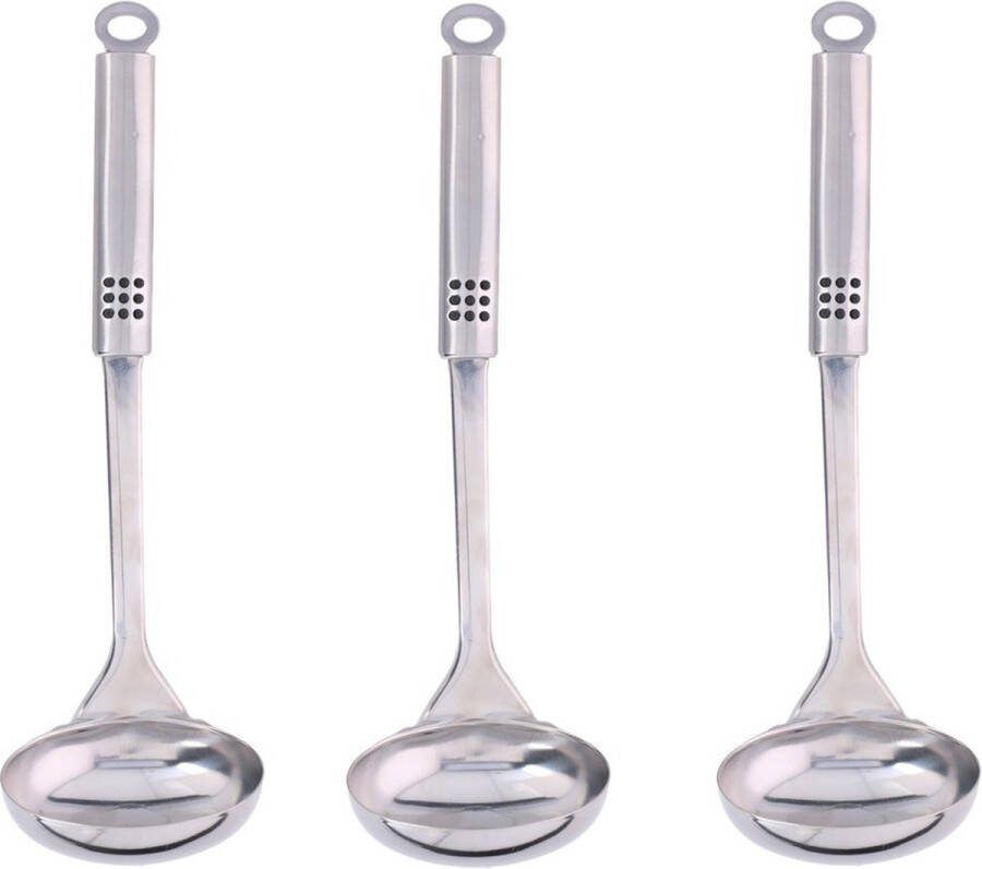 3x stuks soeplepel RVS 31 cm Soeplepels Soep serveren Keukengerei
