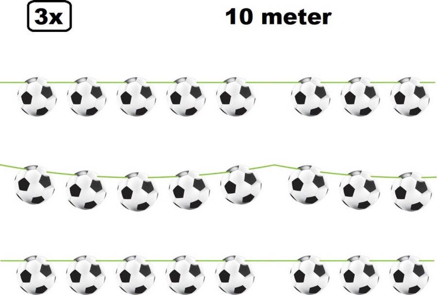 3x Vlaggenlijn Slinger voetbal 10 meter Voetbalfeest thema feest party sport vlaglijn EK WK landen festival