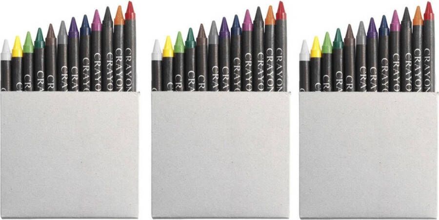 Merkloos Sans marque 3x Waskrijtjes 12 stuks gekleurd Crayons wasco krijtjes Kleuren tekenen knutselen