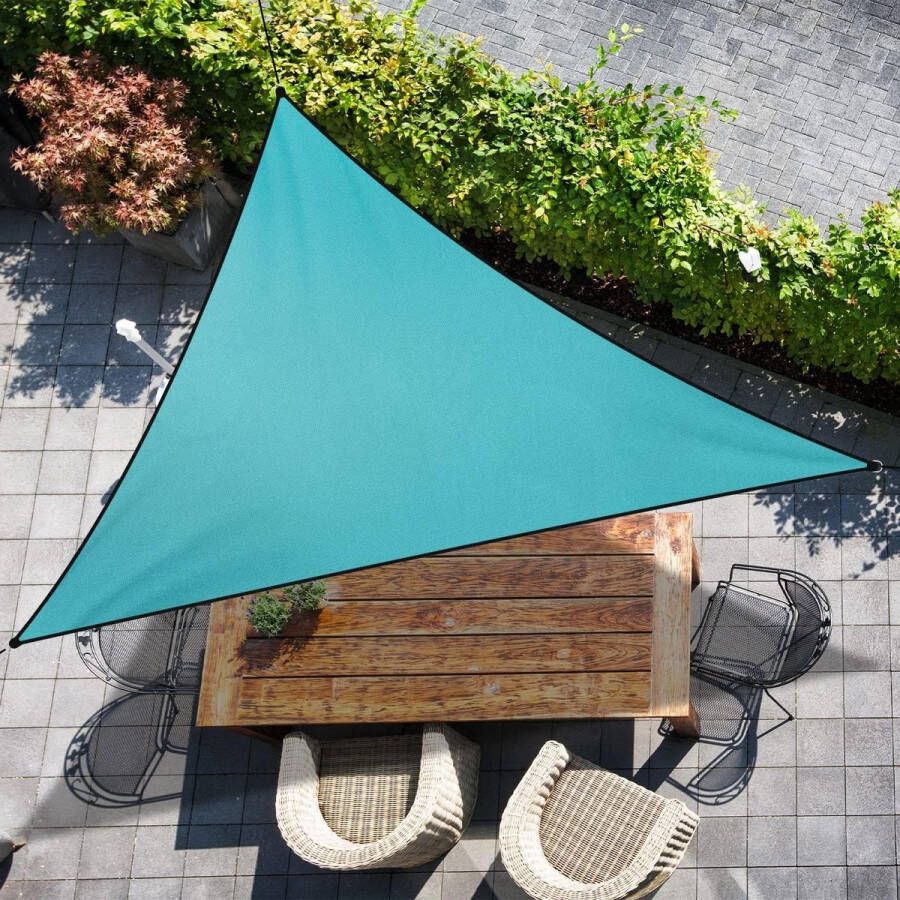 3x3x3m Triangular Waterproof UV Blocking Sun Sail Canopy Outdoor Courtyard Garden Patio Carport Lawn Swimming Pool Blue