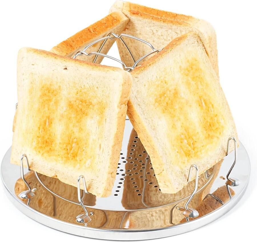 4 campingbroodroosters voor koken campingbroodrooster voor gasfornuis roestvrij staal opvouwbaar broodrooster mini-broodrooster campingaccessoire met opvouwbare standaard voor picknick reizen
