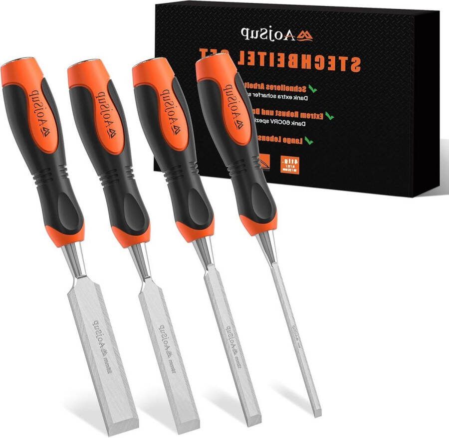 4-delig steekijzer set voor houtbewerking 6 12 19 25 mm met wighoek professionele beitel set voor beginners en professionals