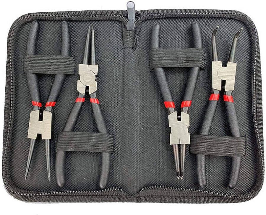 4-delige 150 mm borgringtangen set gebogen recht 15 inch zeegering tang voor buitenborgringen en binnenborgringen antislip borgtang