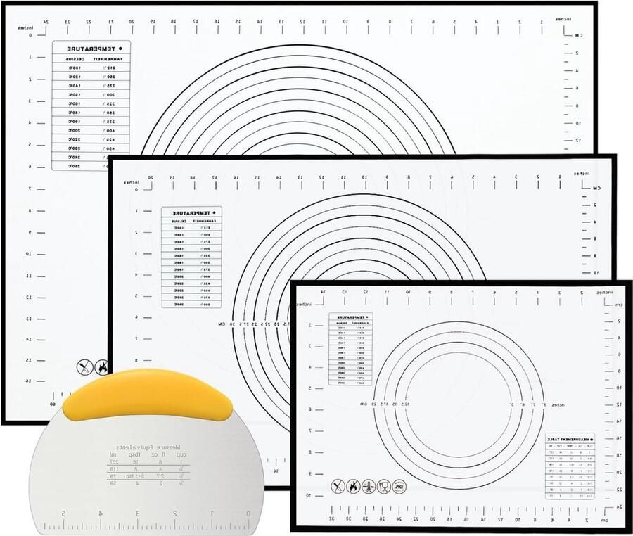 4-delige bakmat set met deeguitstekers antiaanbaklaag en antislip siliconen verschillende maten groot 70 x 50 cm medium 60 x 40 cm klein 40 x 30 cm