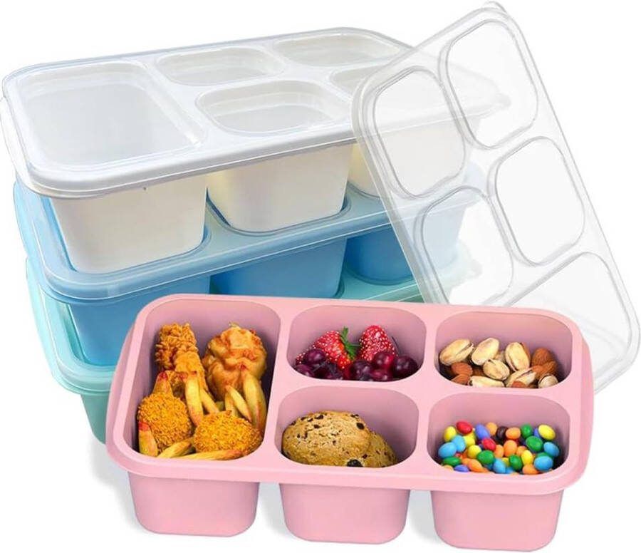 4-delige Bento broodtrommel set voor volwassenen en kinderen maaltijdbereidingscontainer herbruikbare voedselopslagcontainers met transparante deksels magnetronbestendig