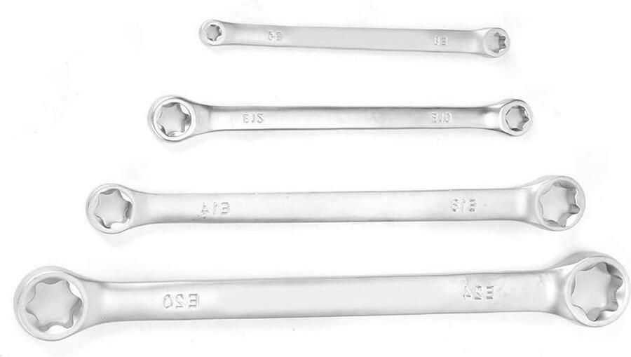 4-delige E-Serie Inbussleutelset E8-E24 Dubbelzijdige E Torx Pentalobe Spanner Cr-Mo Ratsleutel Auto Reparatie Gereedschap