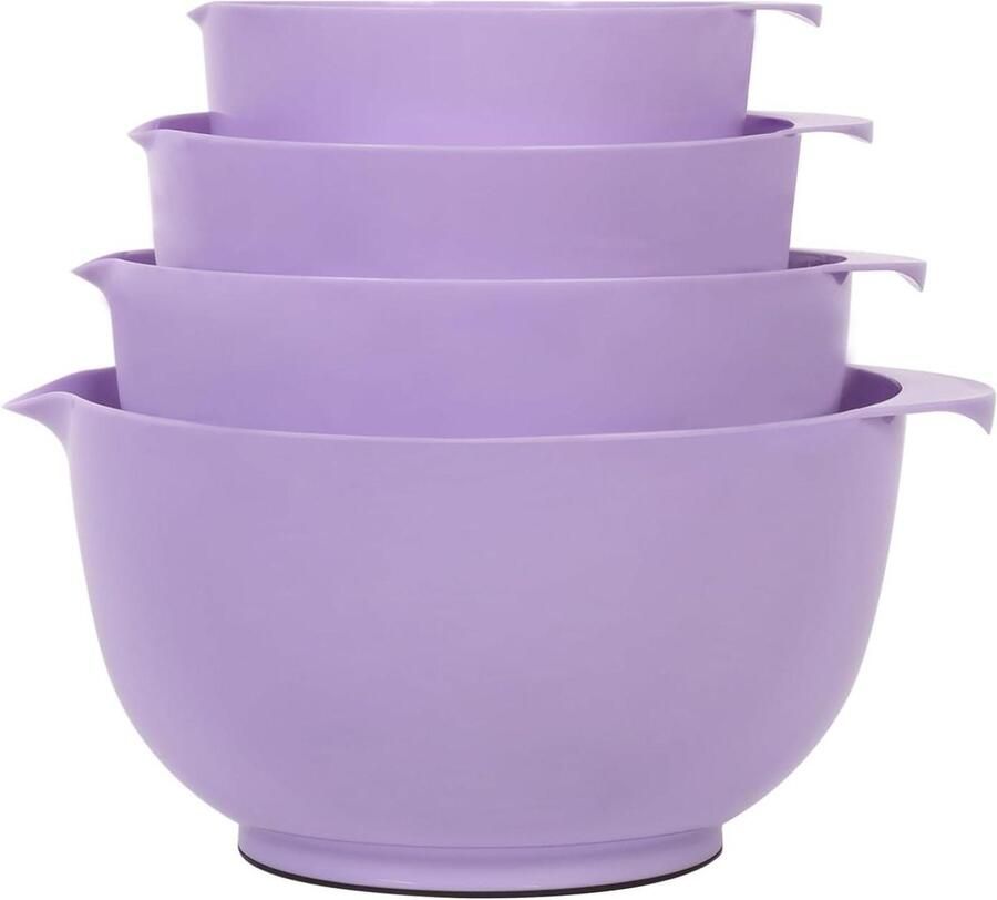4-delige kunststof mengkom set antislip stapelbaar servies voor keuken violet
