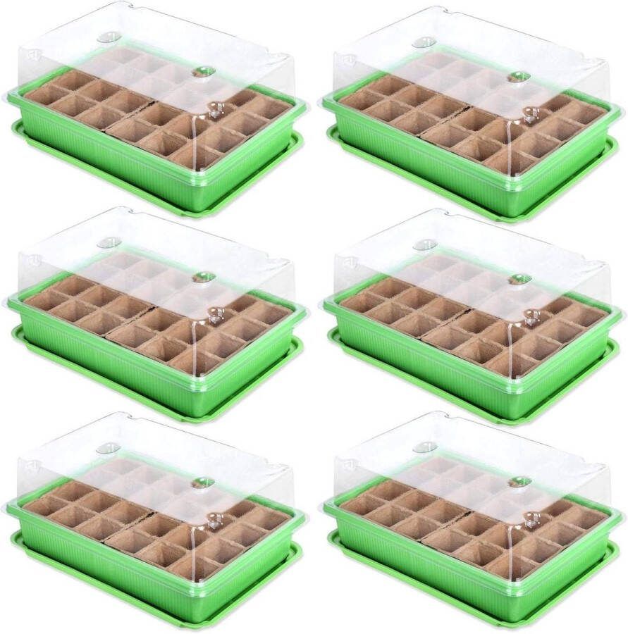 4-delige kweekset potten binnenkas 27 x 19 x 11 cm 96 kweekpotten mini kas Kweekbak