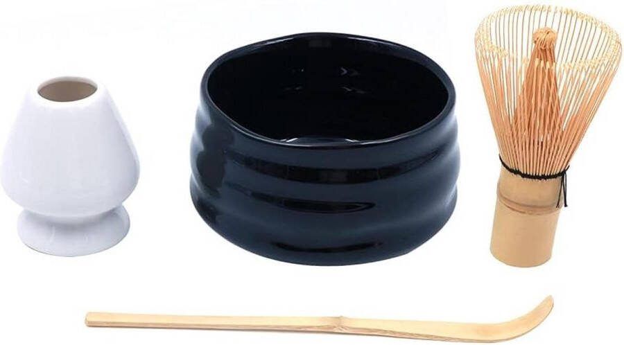 4-delige Matcha Theeset garde-kom-houder-bamboe lepel Japanse theeceremonie #1