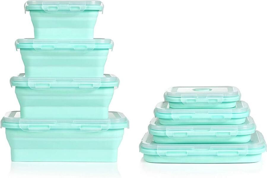 4-delige opvouwbare voedselopbergdozen opvouwbare voedselopbergdozen lunchboxen gemaakt van siliconen opvouwbare siliconen lunchbox siliconen voedselopslagcontainers opvouwbare voedselopslag