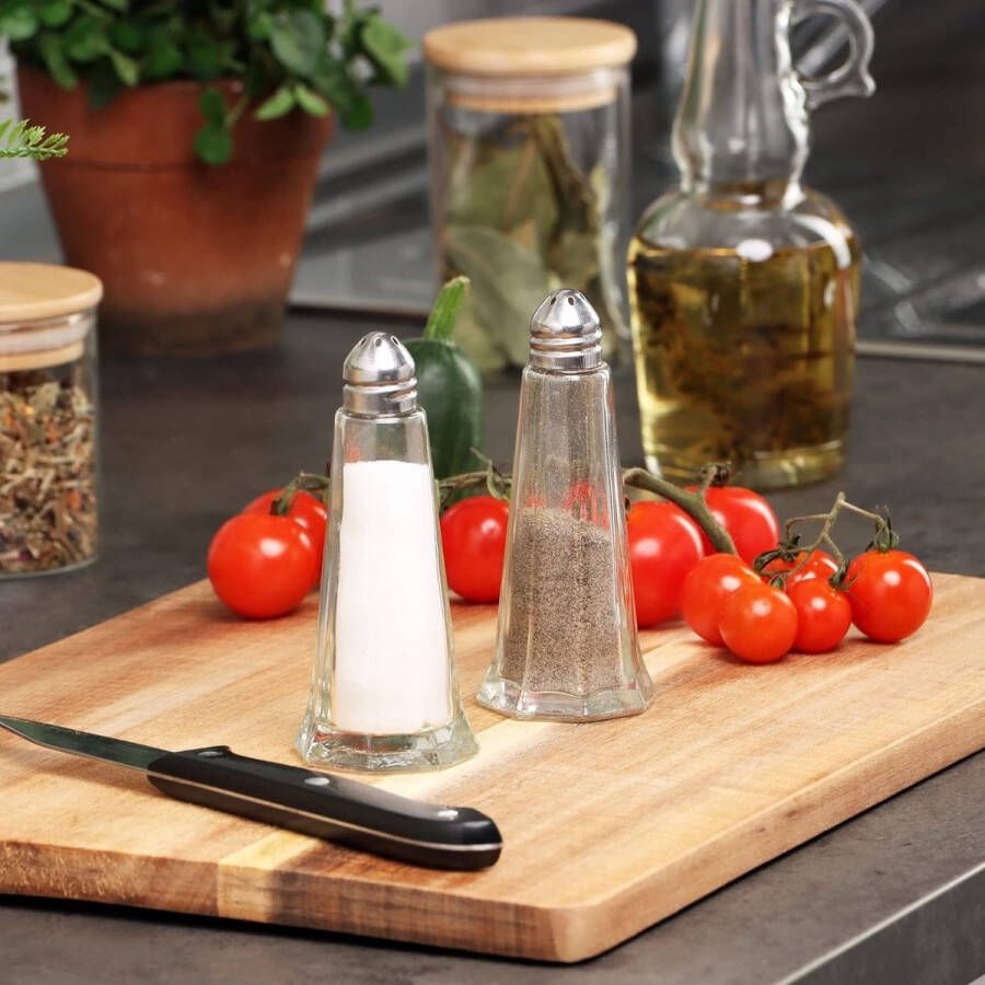 4-delige peper- en zoutstelset glazen kruidenstrooier met metalen deksel zout- en peperstrooier in modern design kook- en keukenaccessoires (4 stuks. zonder handvat