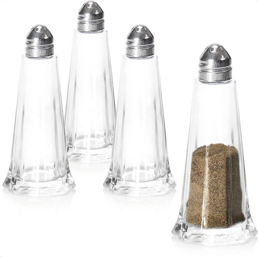 4-delige peper- en zoutstelset glazen kruidenstrooier met metalen deksel zout- en peperstrooier in modern design kook- en keukenaccessoires