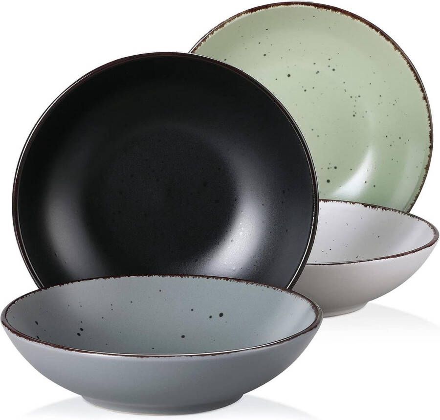 4-delige set aardewerk soepborden pastaborden noedelkommen slakommen 800 ml Cool plate