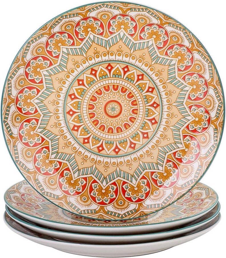 4-delige set platte borden Boheemse stijl Ø 26 cm ontbijtborden eetborden