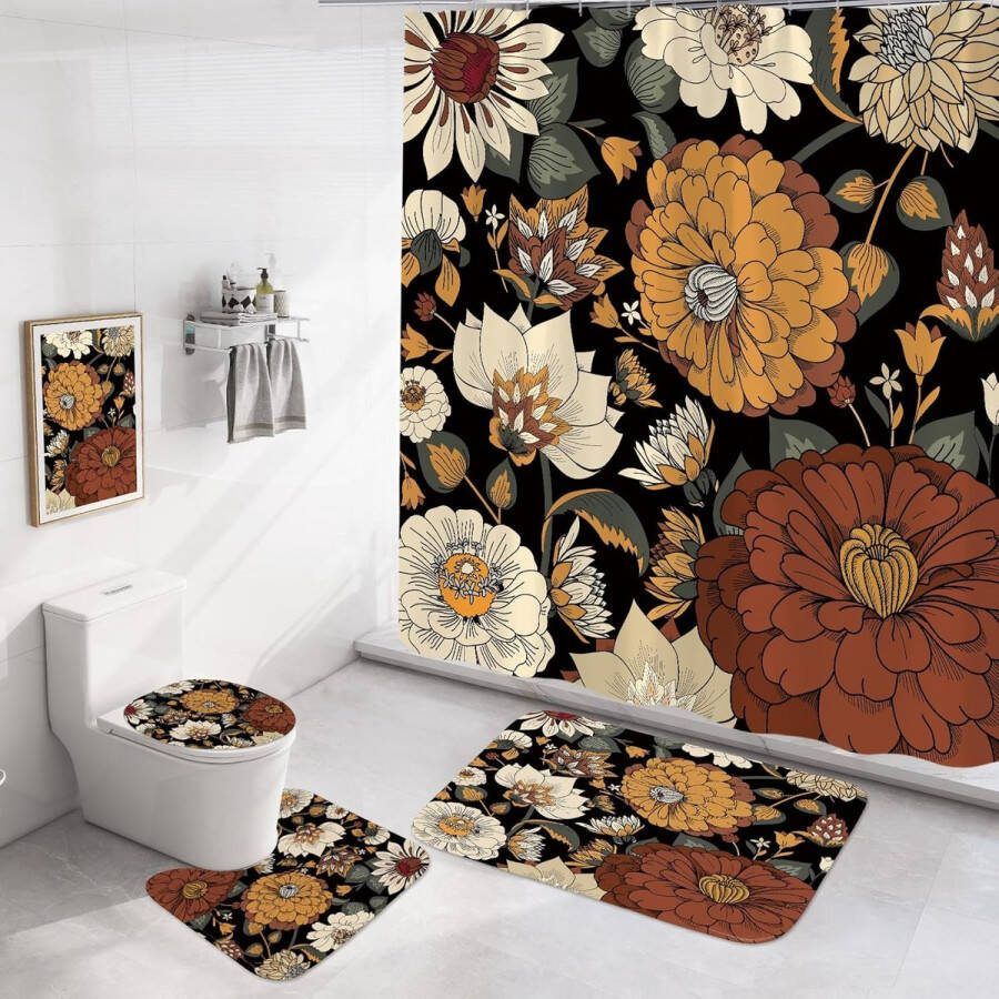4-delige set van nieuwe kleur douchegordijn HD digitaal printen waterdicht punch-gratis badkamer hotel scheidingsgordijn 180*180 CM