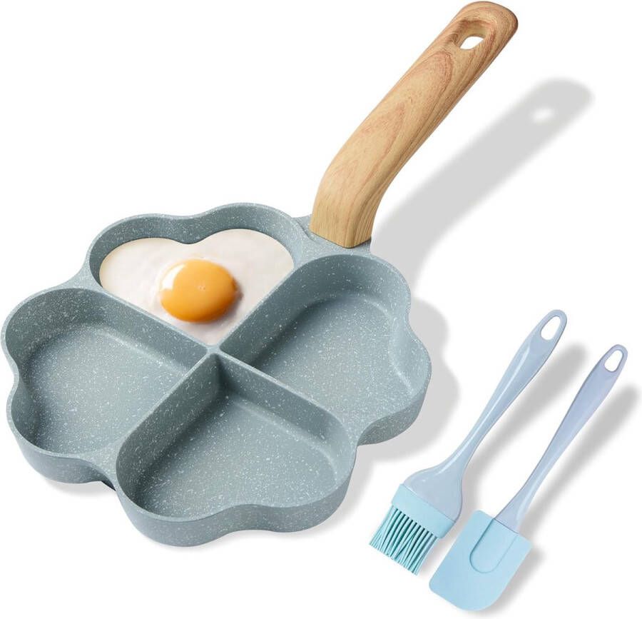 4-gaats hartvormige eierpan met antiaanbaklaag van graniet kleine pannen voor inductie creatieve schattige omeletpan zonder PFOA gezonde pannenkoekenpan voor ontbijt