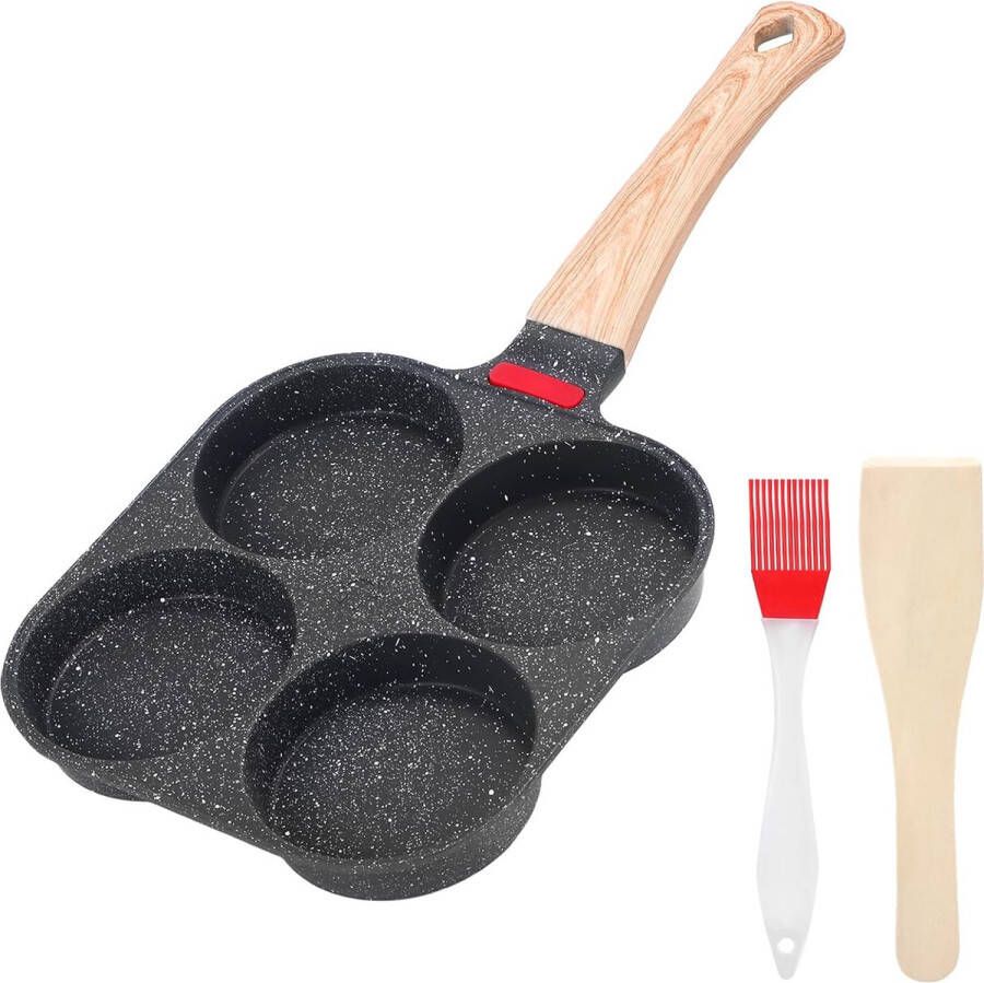 4 gaten pannenkoekpan eierpan anti-aanbak multifunctionele omelet pannenkoek hamburger ontbijt gebakken eierpan voor gasfornuis en inductie