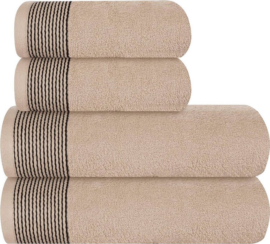 4 handdoeken katoen bevat 2 extra grote badhanddoeken 70 x 140 cm 2 handdoeken 50 x 90 cm voor dagelijks gebruik compact en licht bruin