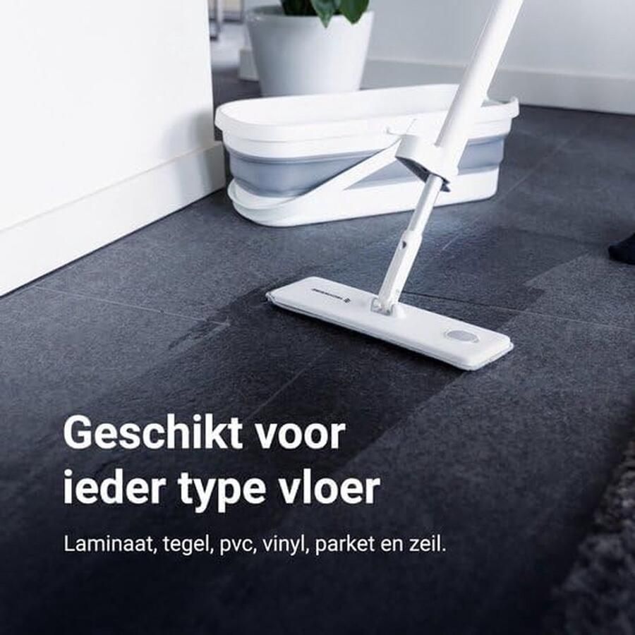 4-in-1 Dweilset met sprayfunctie en opvouwbare emmer Dweilset en Vloerwisser met uitwringsysteem
