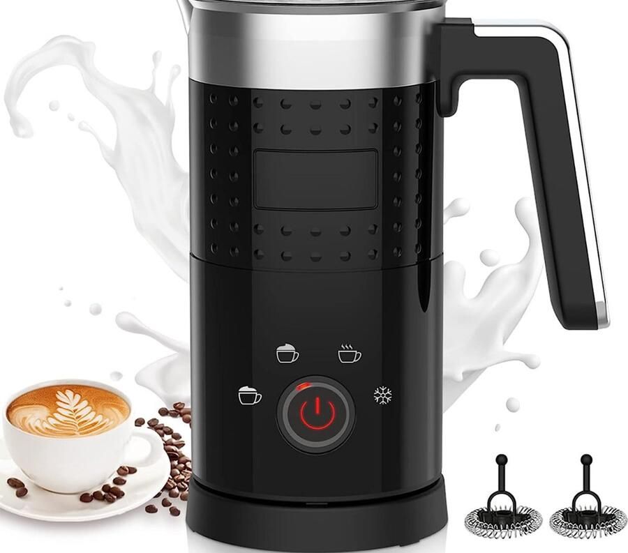 4 in 1 Elektrische Melkopschuimer 300 ML Stille werking Zwart