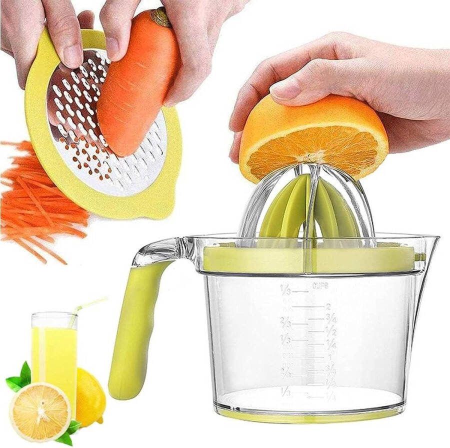 4-in-1 handmatige citruspers handpers met rasp voor sinaasappels en citroenen