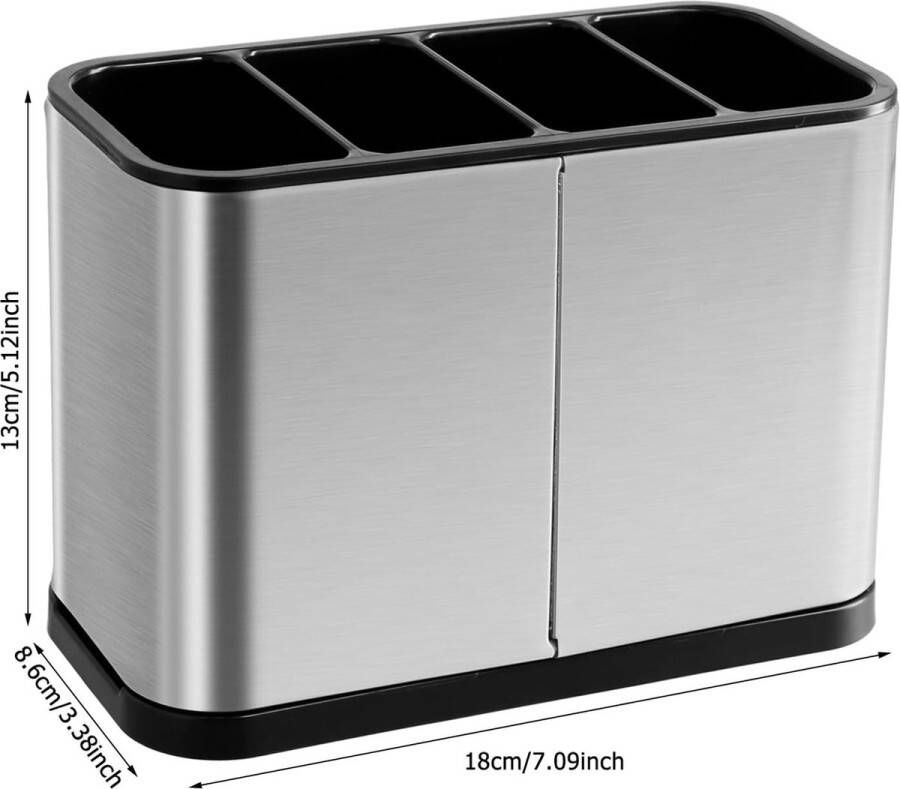 4 in 1 keukengereihouder keuken roestvrij staal 18x8 6x13cm bestekhouder 4 onderdelen keukengereihouder met voet uitneembare verdeler keukengereihouder keukenorganizer keukengerei spoelbak