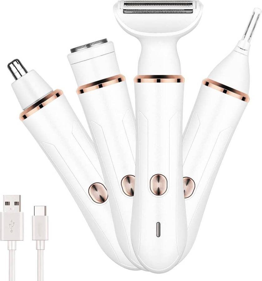 4 IN 1 Multifunctioneel Trimmer Mannen en Vrouwen Neustrimmer Wenkbrauw trimmer Haartrimmer Baardtrimmer Scheerapparaat Ladyshaves voor vrouwen Bikinilijn Draadloos Oplaadbaar